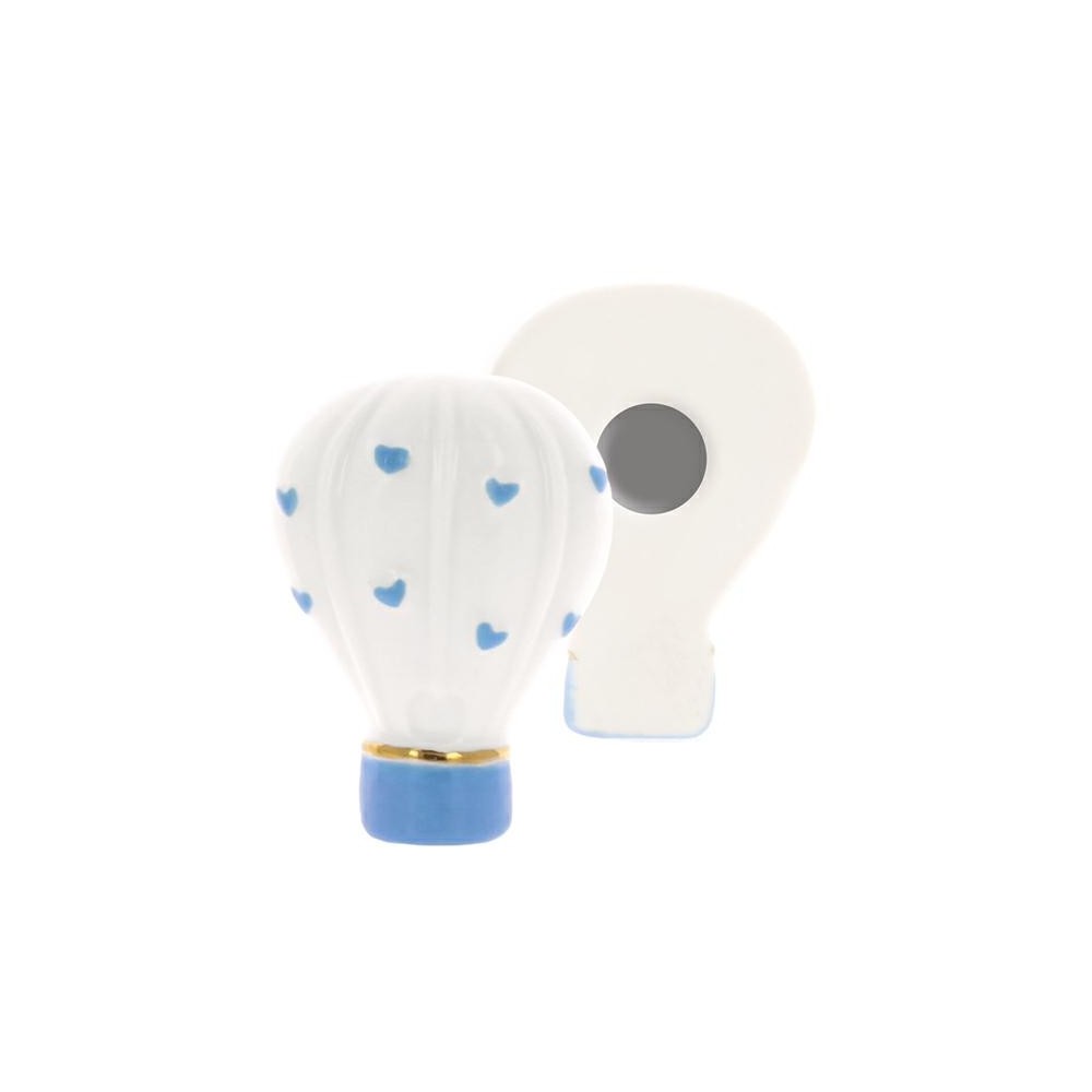 MAGNETE MONGOLFIERA CON CUORI CIELO PORCELLANA 4X5.5